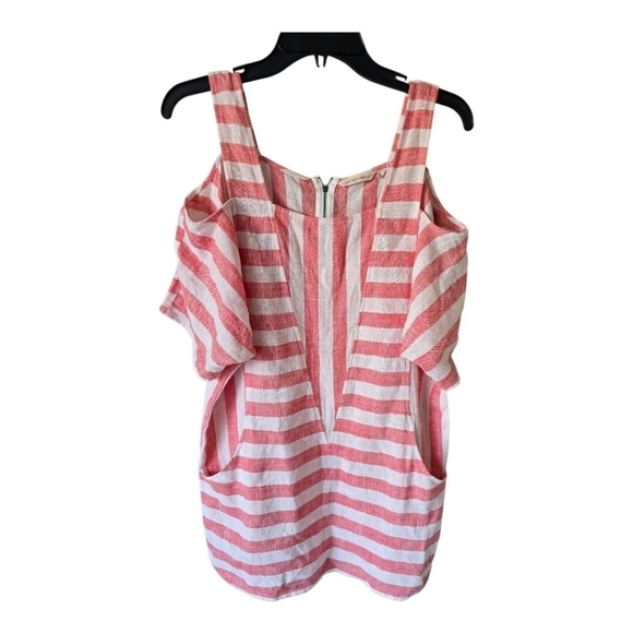 Soft Surroundings Women Linen Blend Top XS Cold Shoulder Striped Casual - Picture 2 of 14